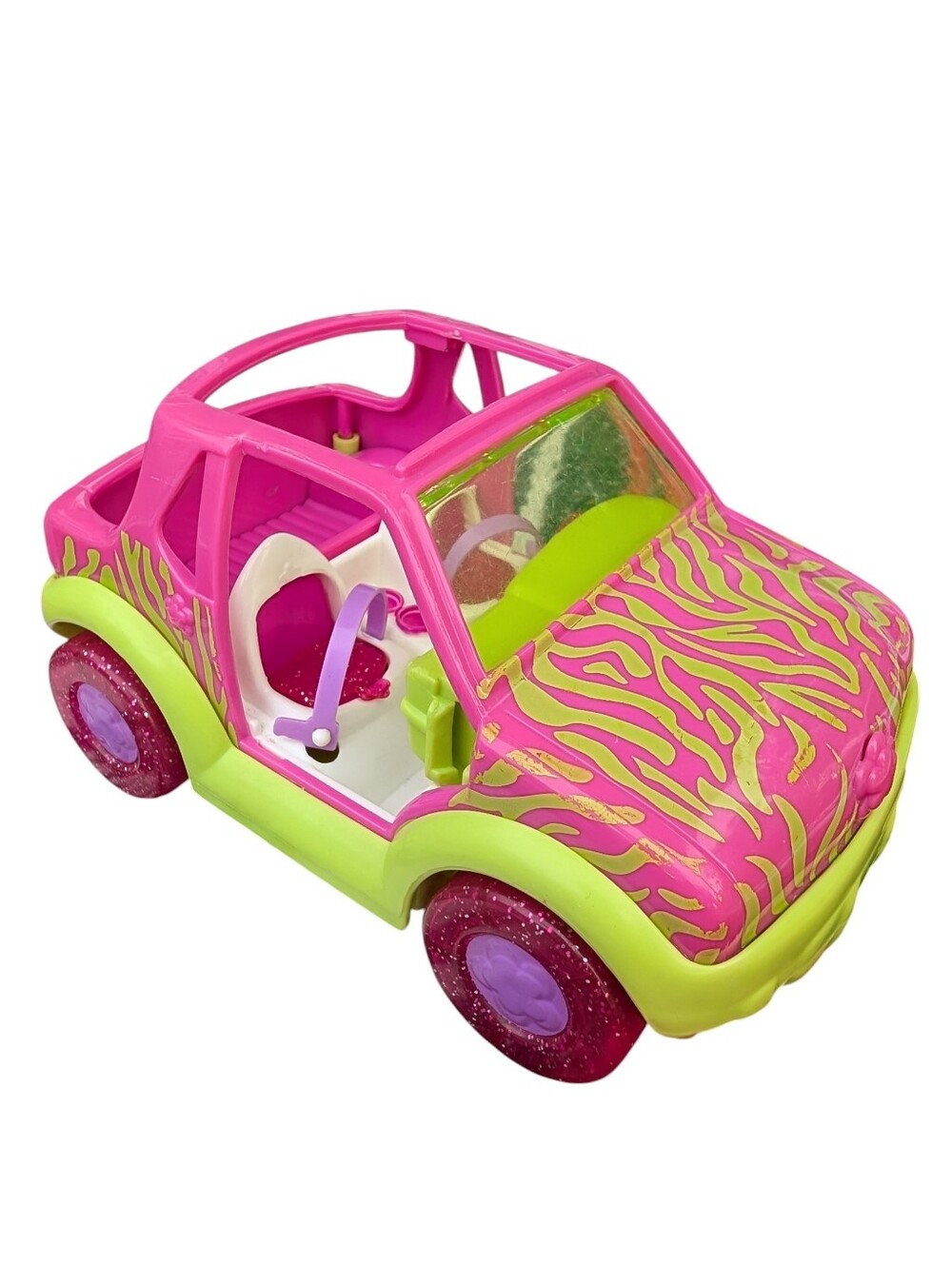 2 For $20 🩷 Vintage 2001 Polly Pocket Pink & Green Zebra Jeep Car Accessory